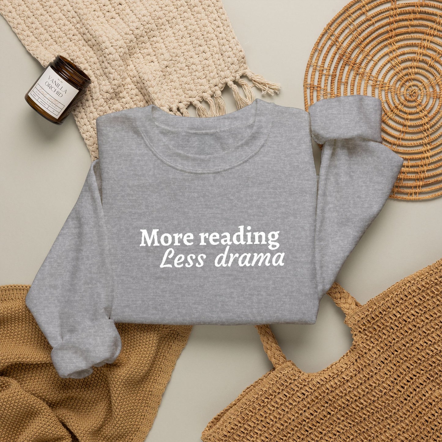 More Reading Less Drama Sweatshirt – Book Lover Crewneck
